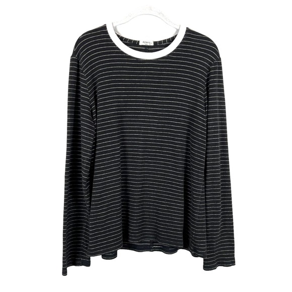 Dylan Long Sleeve Crew Neck Top Black Microstripe Women's S - Picture 1 of 7